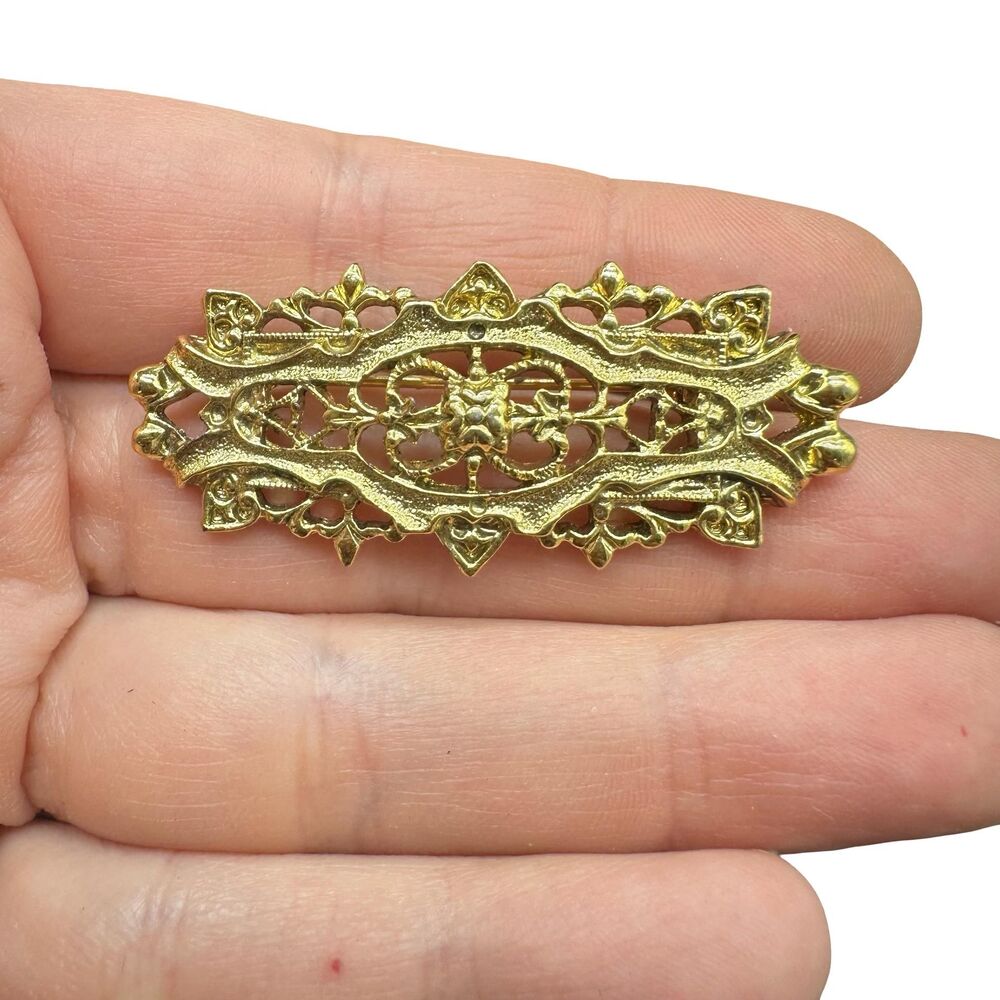 Vintage Jewelry Gold Tone 1928 Victorian Brooch Pin